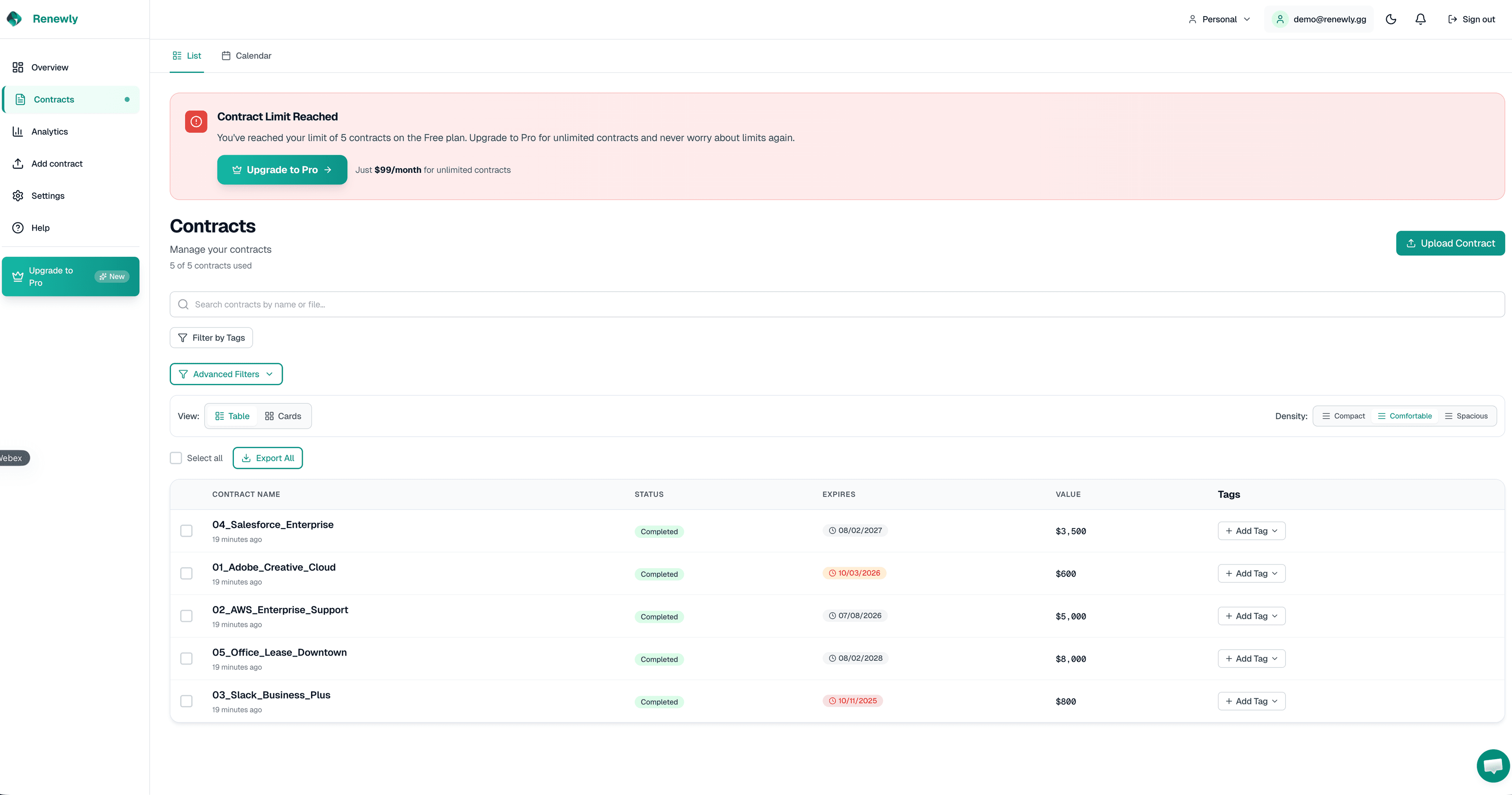 Renewly screenshot 2