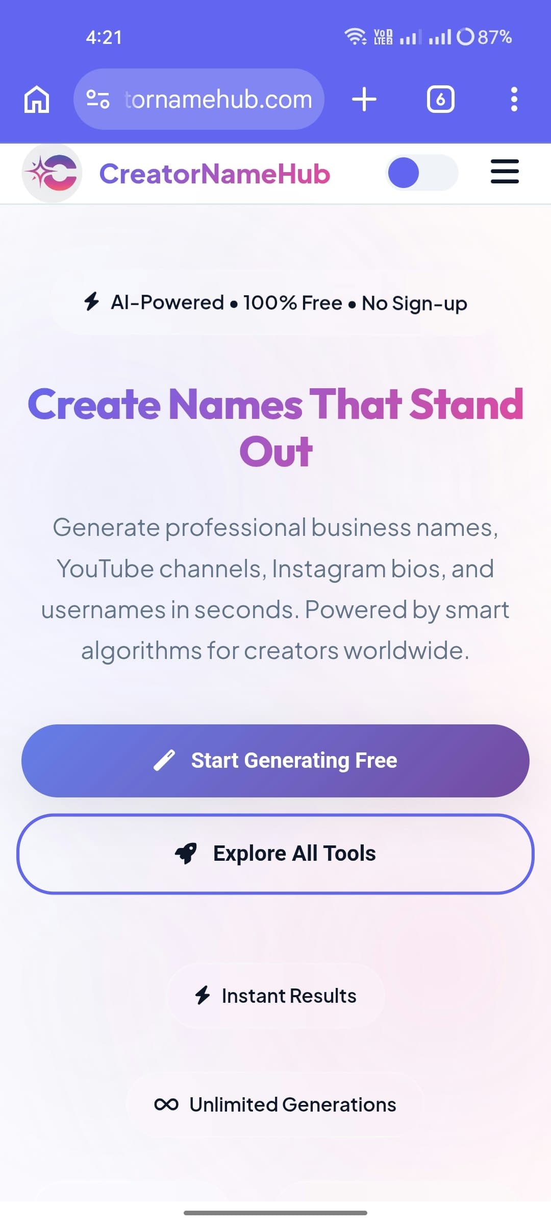 CreatorNameHub screenshot 2