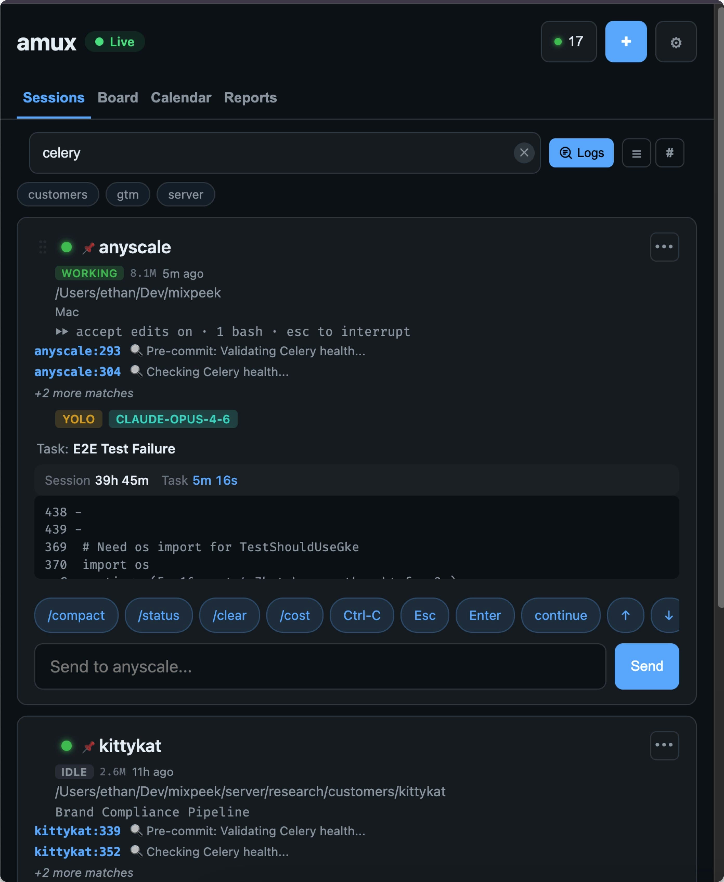 amux — Agent Multiplexer screenshot 3