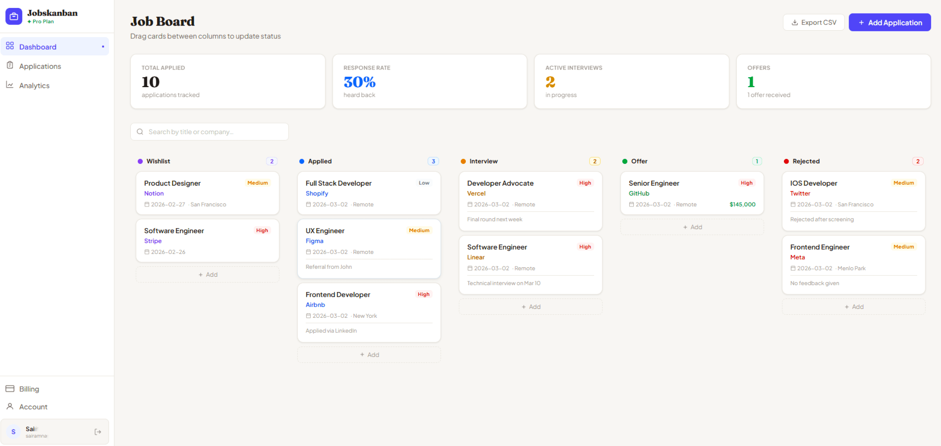 Jobskanban screenshot 1