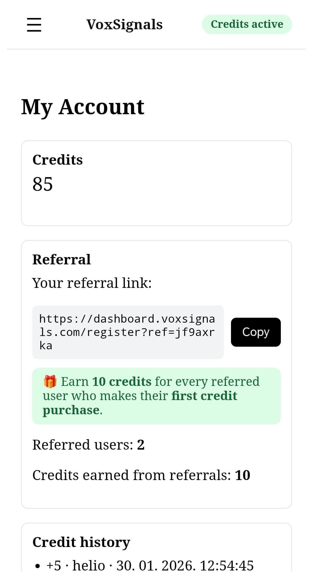 VoxSignals screenshot 3