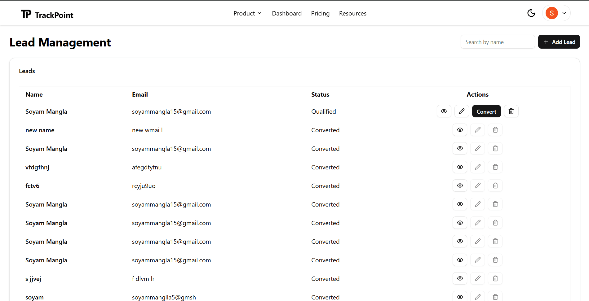 TrackPoint CRM screenshot 2