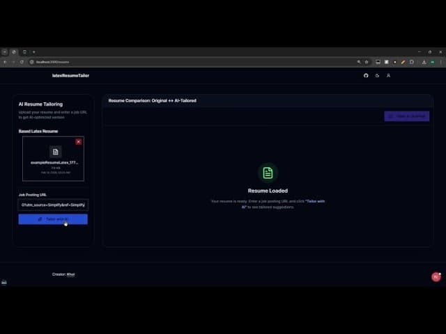latexResumeTailor screenshot 1