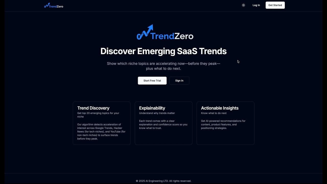 TrendZero–SaaS Trend Prediction Platform screenshot 1