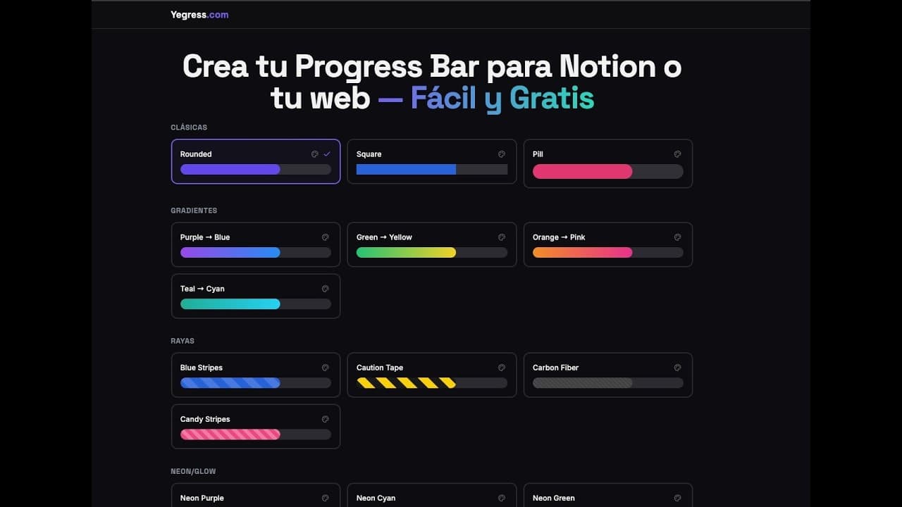 Yegress: Simple progress bars for Notion screenshot 1
