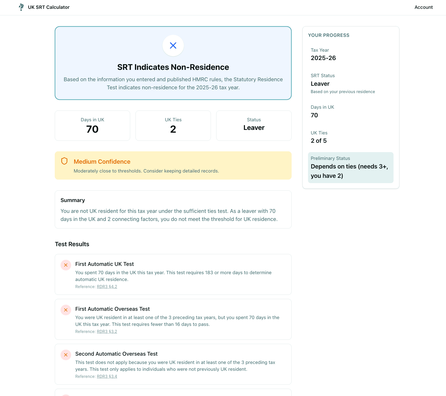 UK Tax Residence Calculator screenshot 3