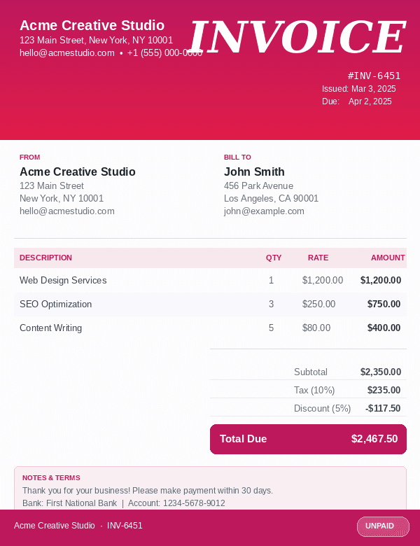 InvoicePro Invoice Generator screenshot 1
