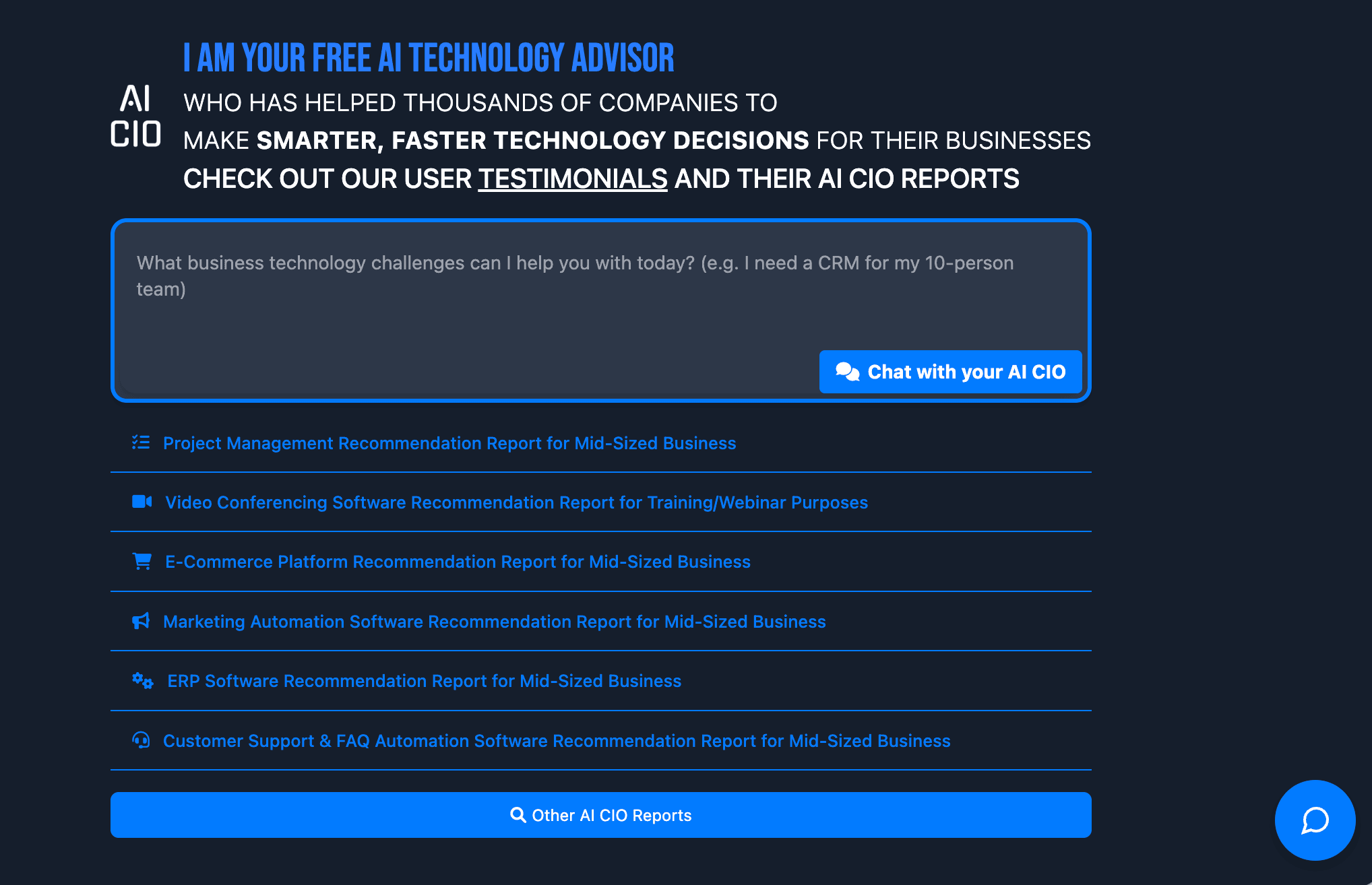 AI CIO, your free technology advisor screenshot 1