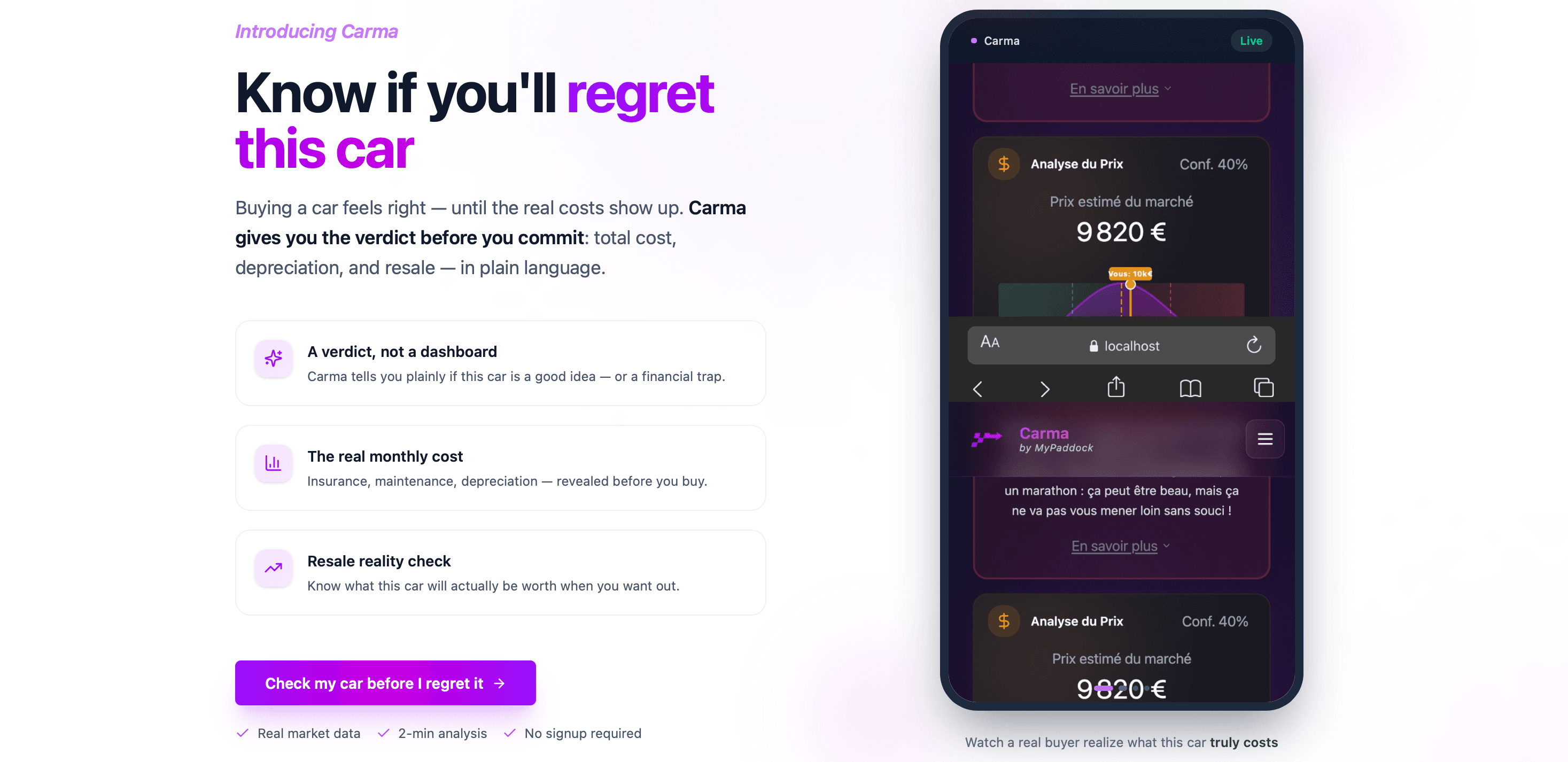 Carma: mon véhicule est-il un bon choix screenshot 1