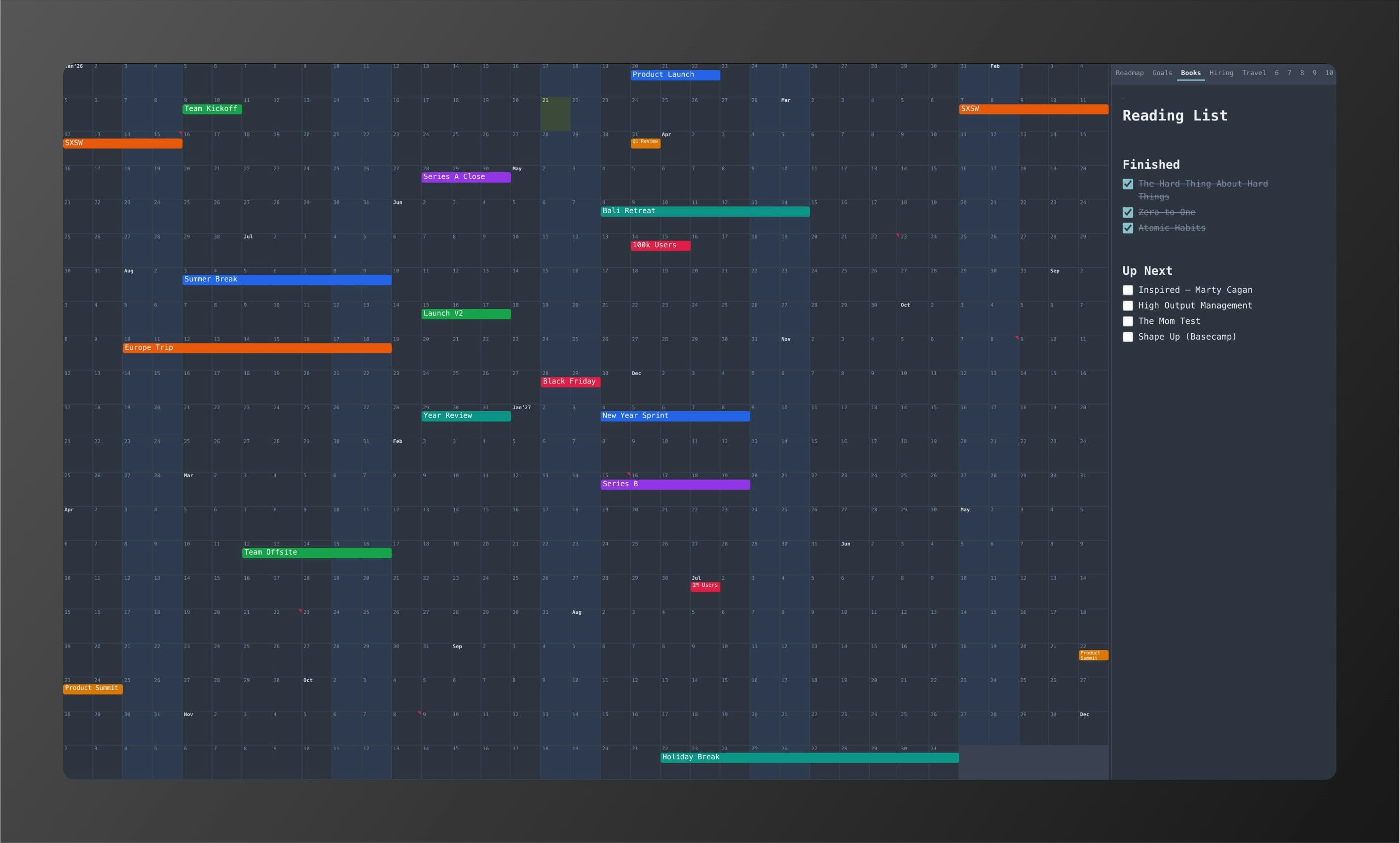 Decavu: A multi-year calendar with notes screenshot 2