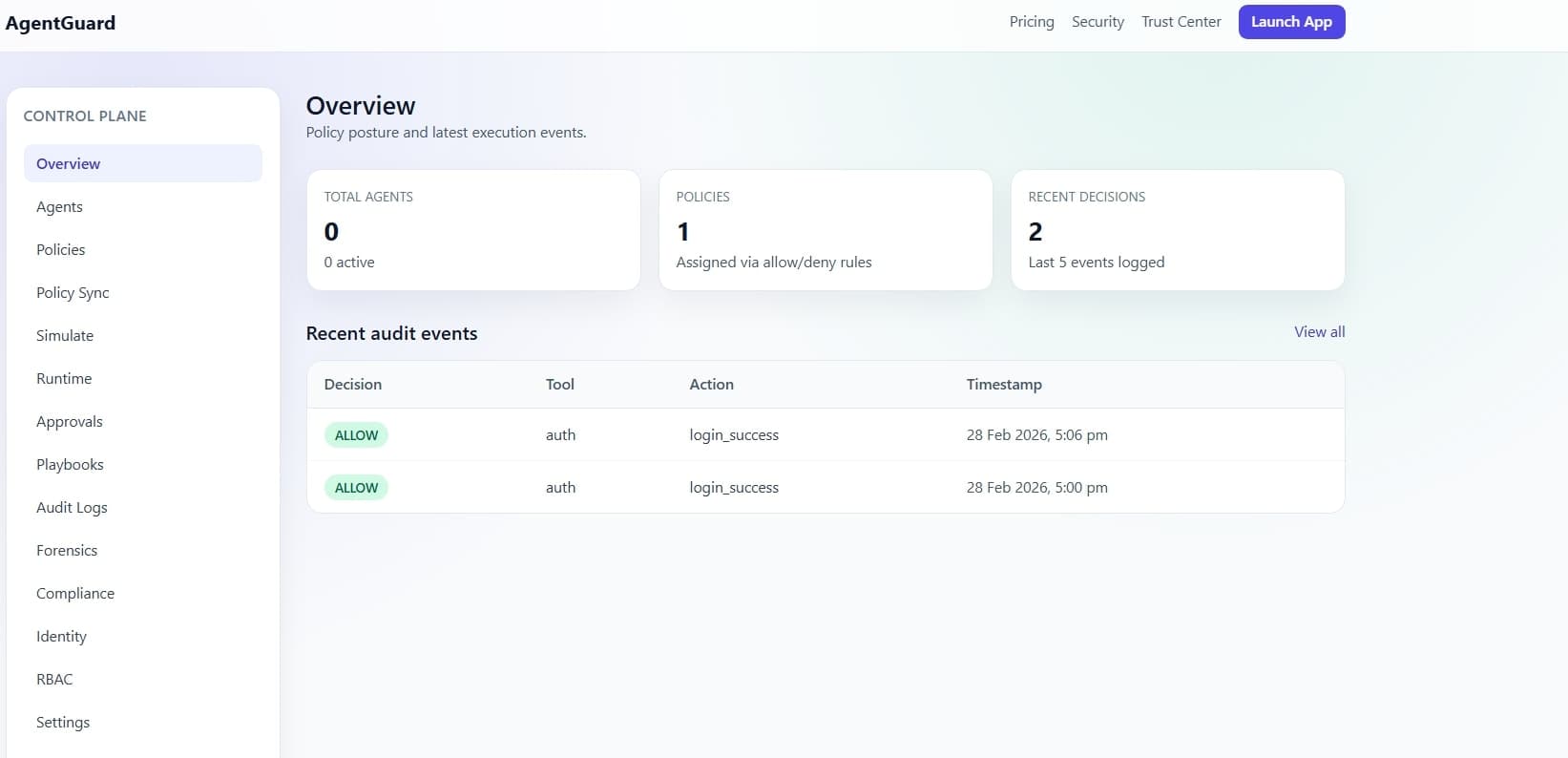 AgentGuard screenshot 1