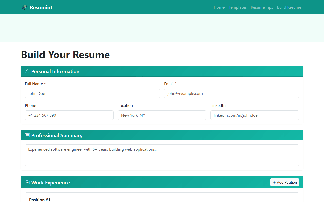 Resumint screenshot 2