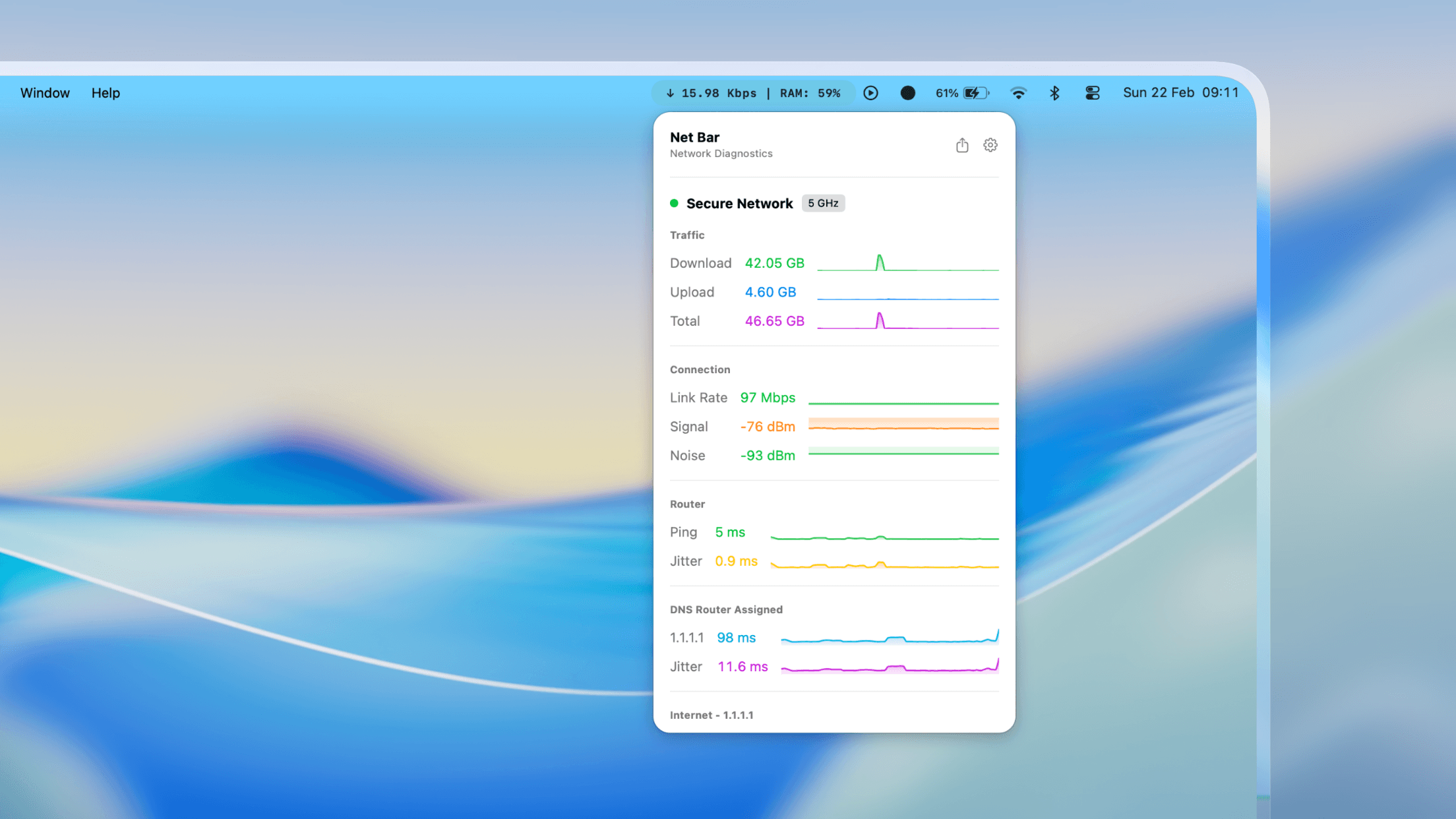 Net Bar | Track Network, CPU & More screenshot 1