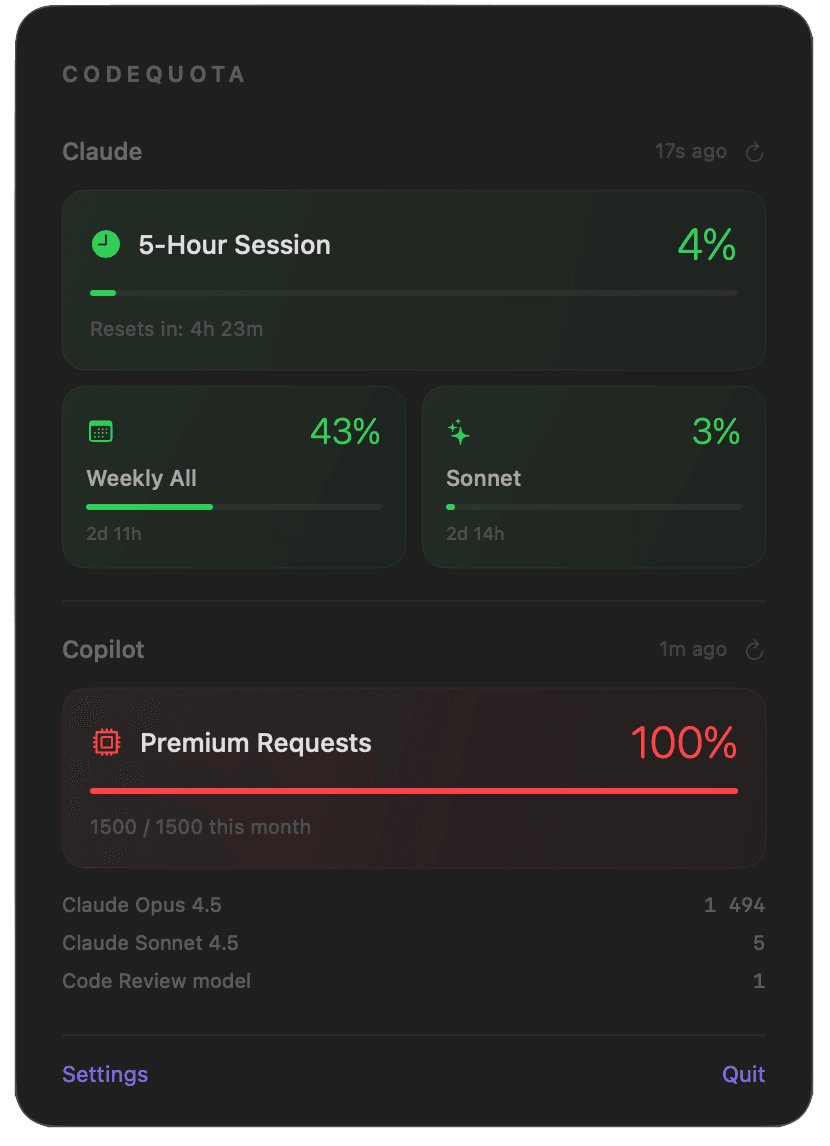 CodeQuota screenshot 1