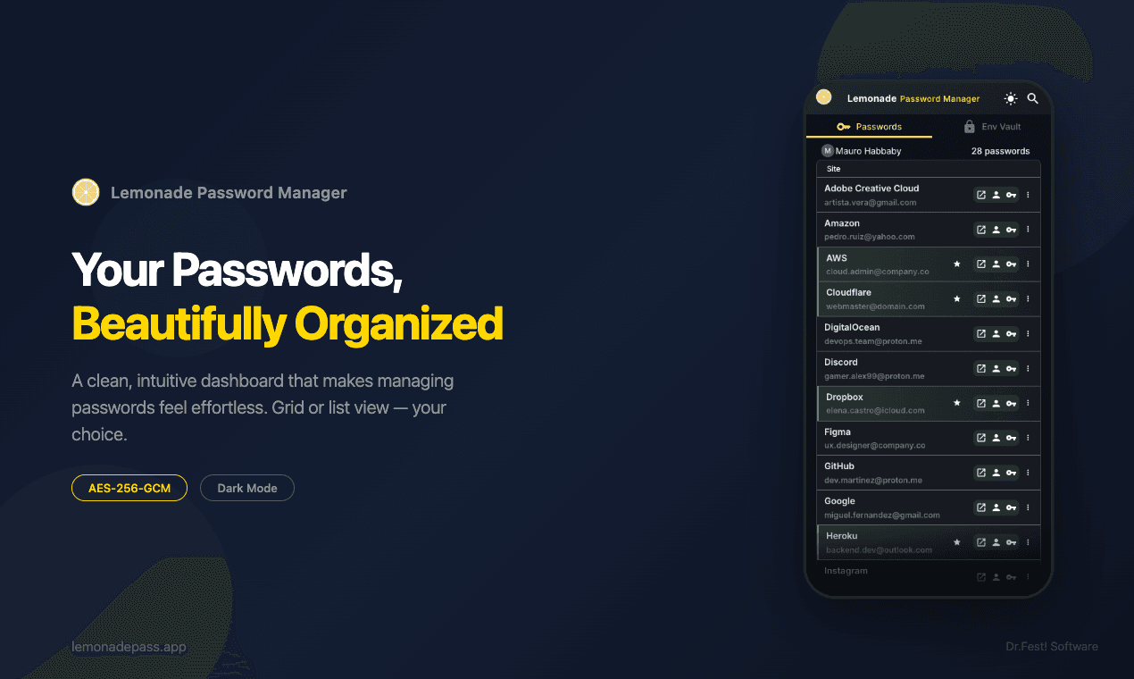 Lemonade Password Manager screenshot 3