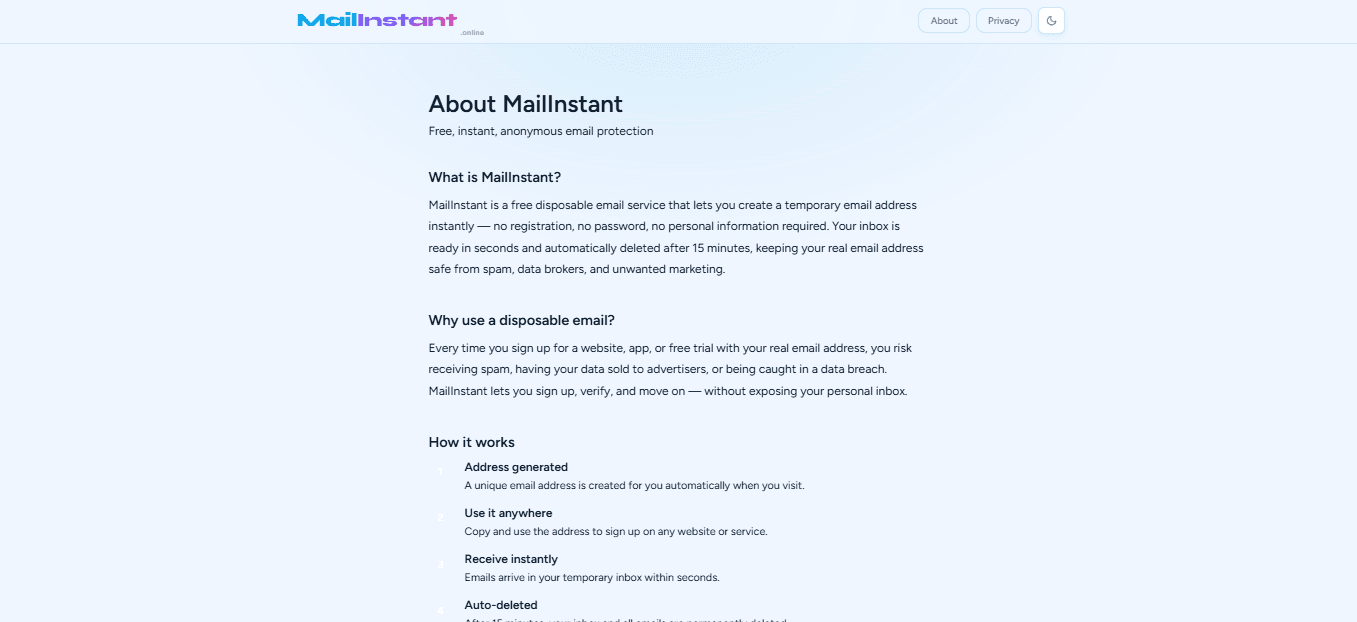 Mailinstant Free Temporary Email Address screenshot 5