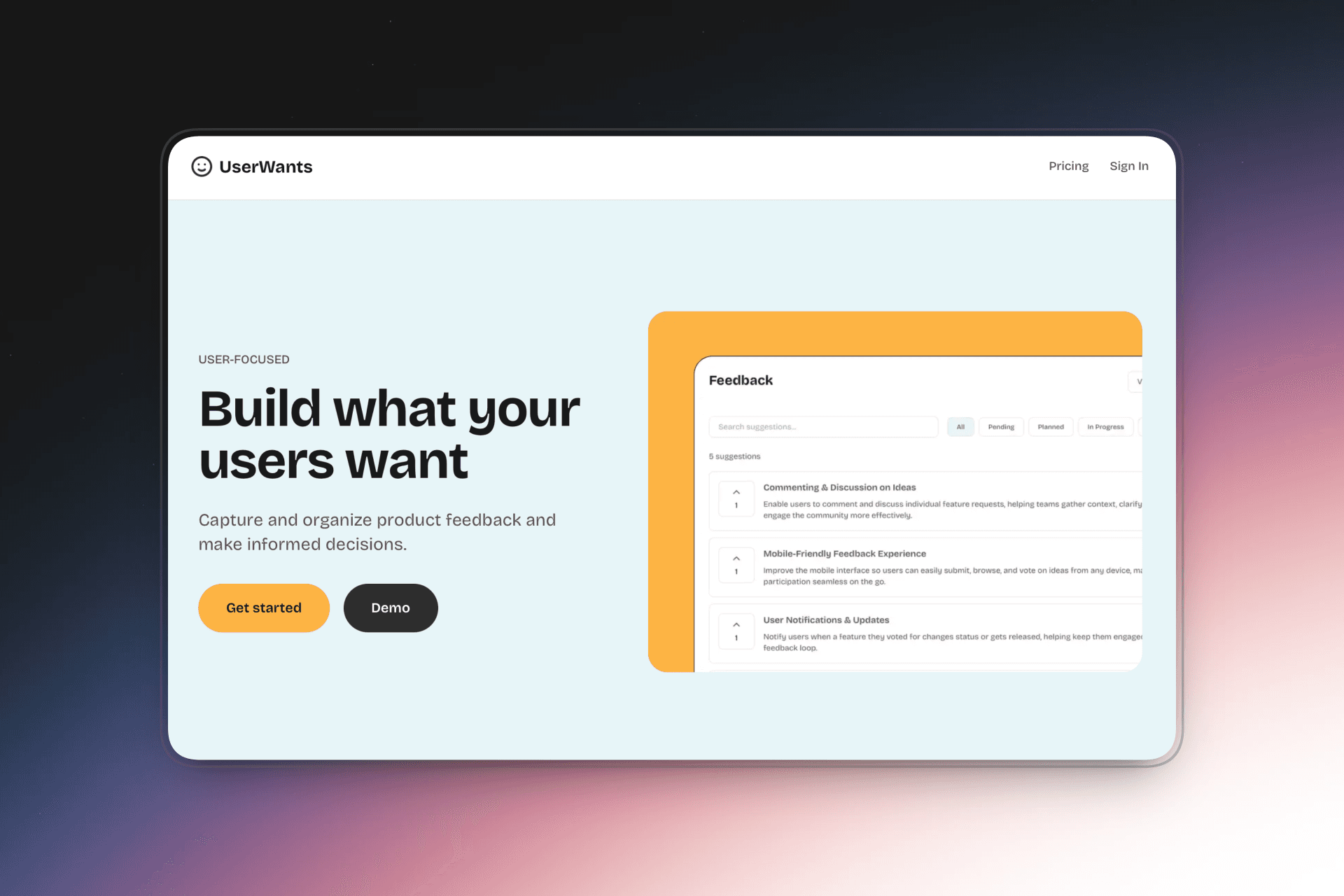 UserWants screenshot 1