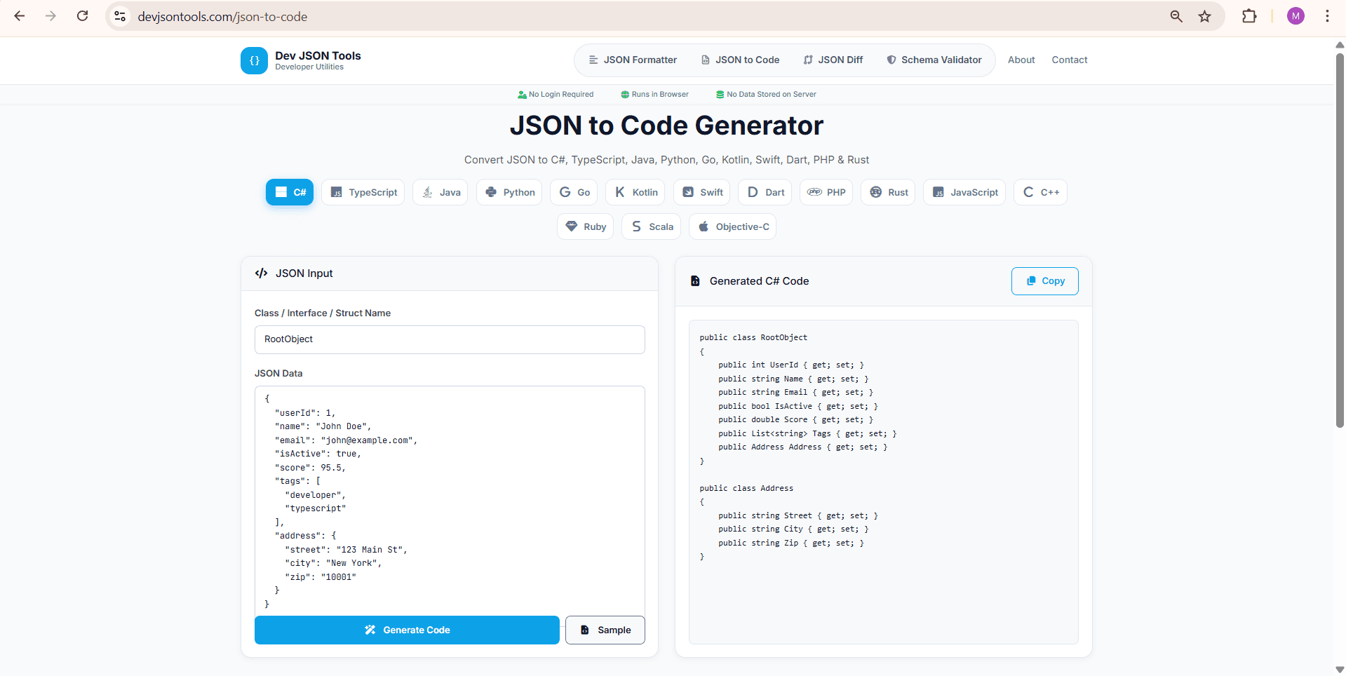 Dev JSON Tools screenshot 1