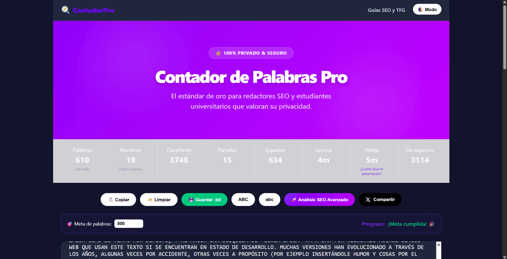 Contador de Palabras Pro screenshot 6
