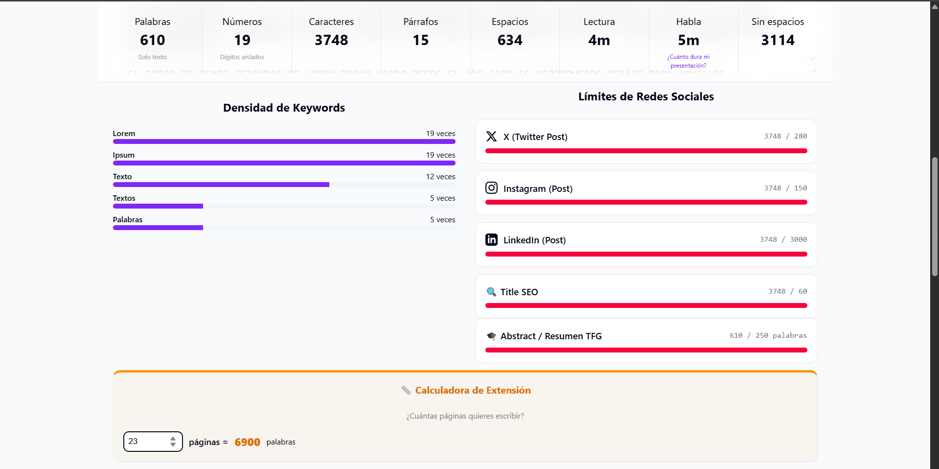Contador de Palabras Pro screenshot 2