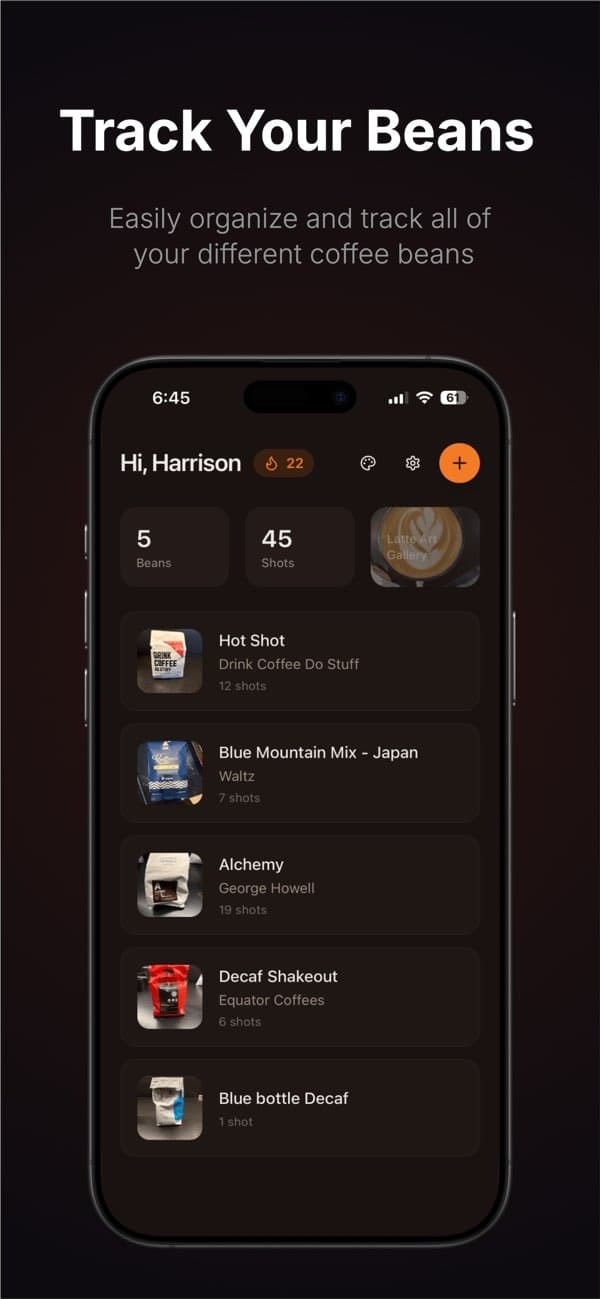 Espresso Shot Log screenshot 1