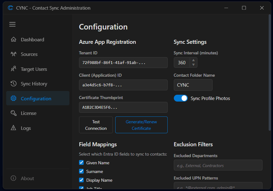 CYNC - Entra ID Contact Sync Service screenshot 3