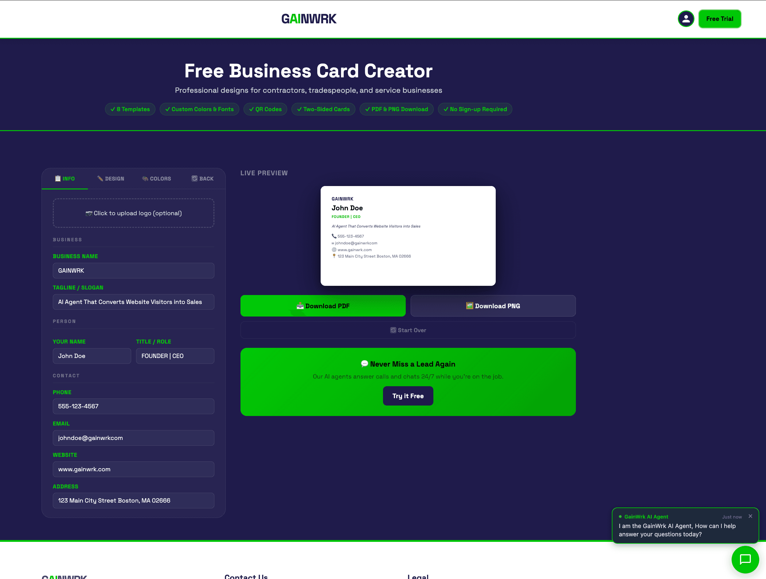 Free Business Card Creator screenshot 2