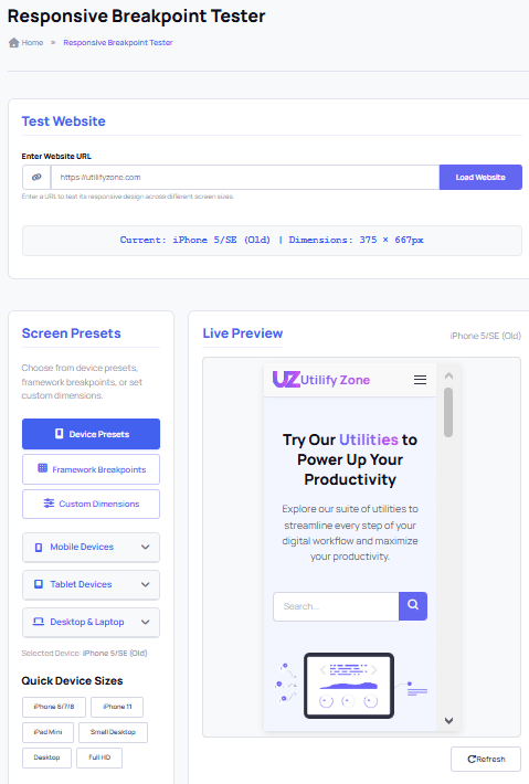 Responsive Breakpoint Tester screenshot 2
