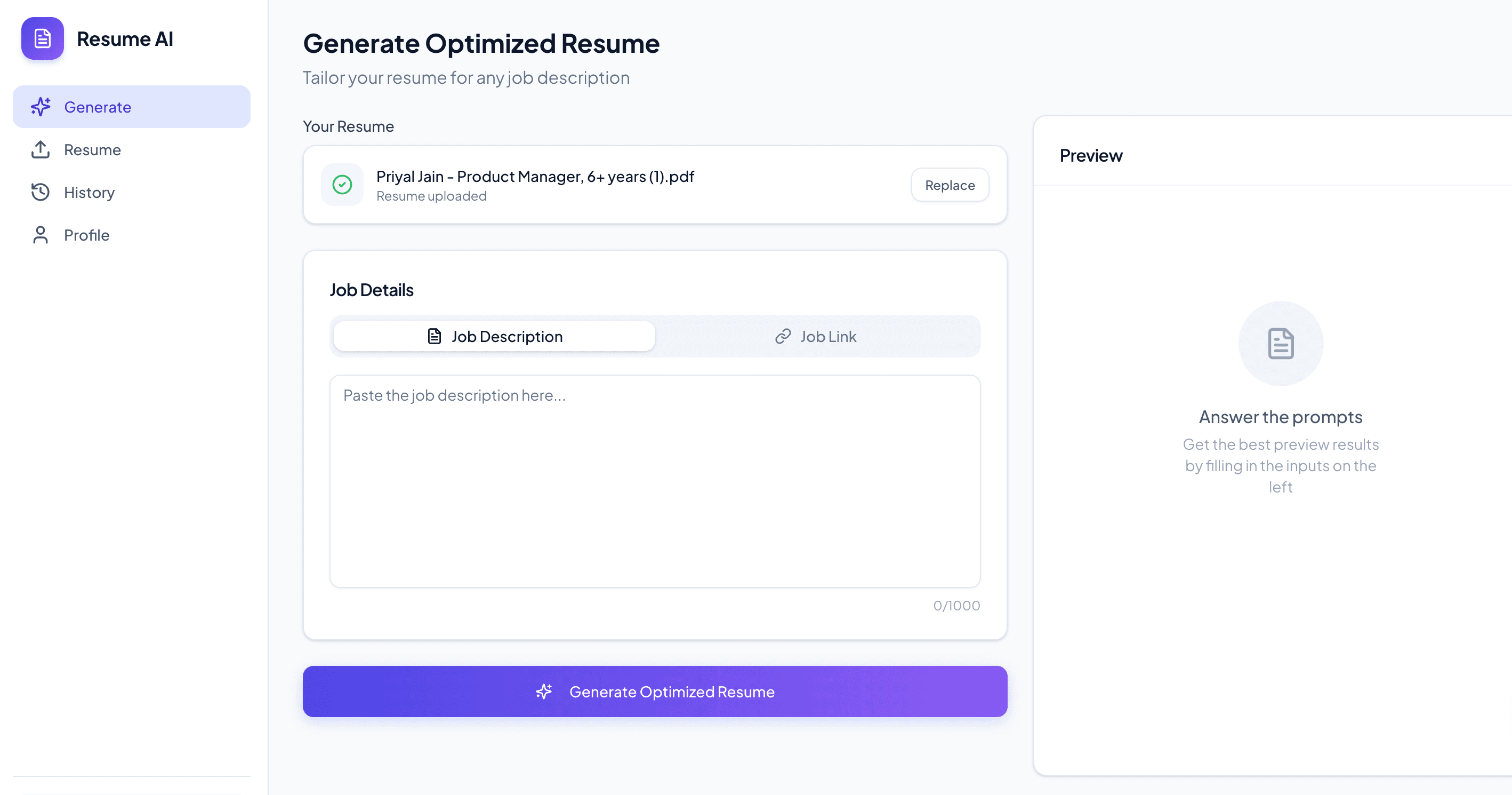 Resume Optimiser screenshot 3