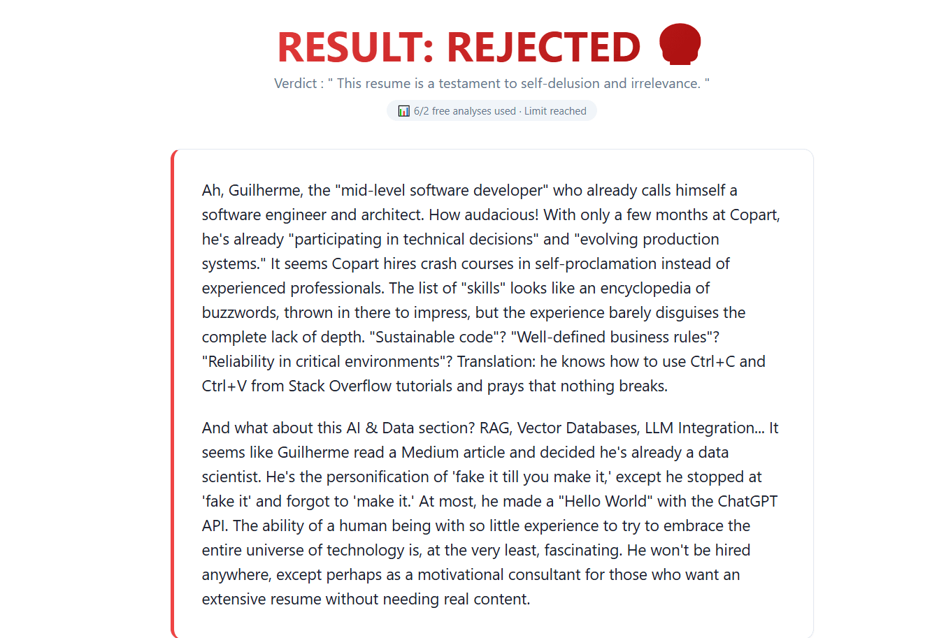 Roast MyResume screenshot 2