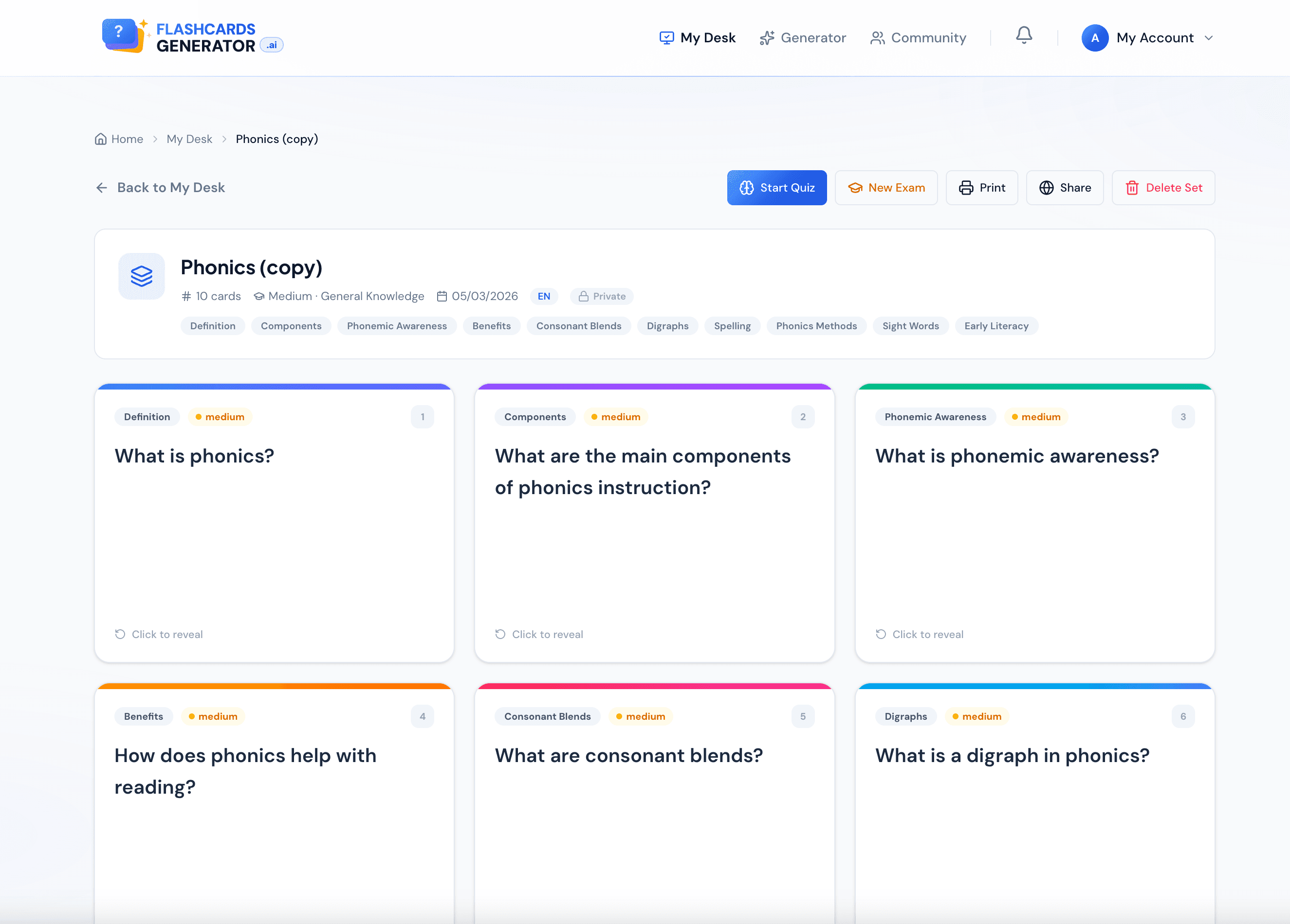 FlashCardsGenerator.ai screenshot 2