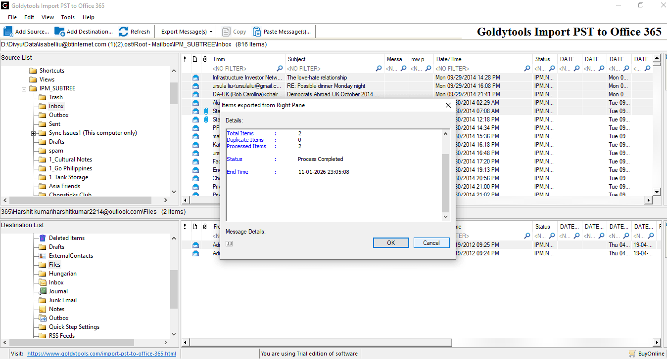 Goldytools Import PST to Office 365 screenshot 3