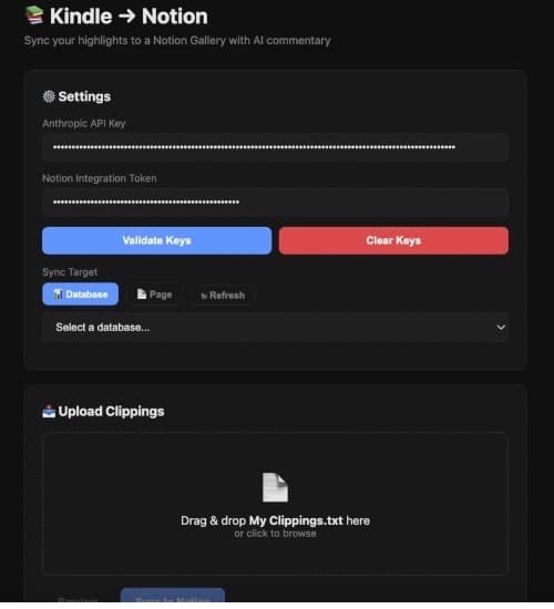 Kindle → Notion bot screenshot 1
