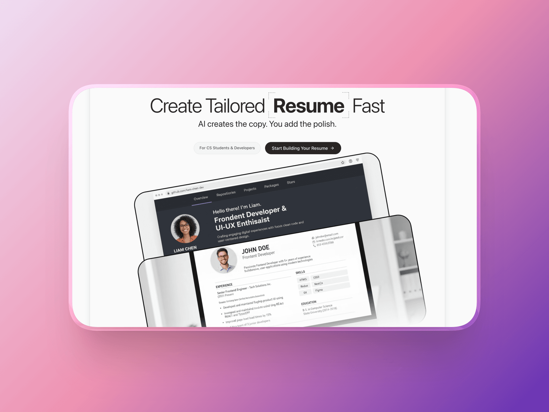 GitHub Resume Builder screenshot 1
