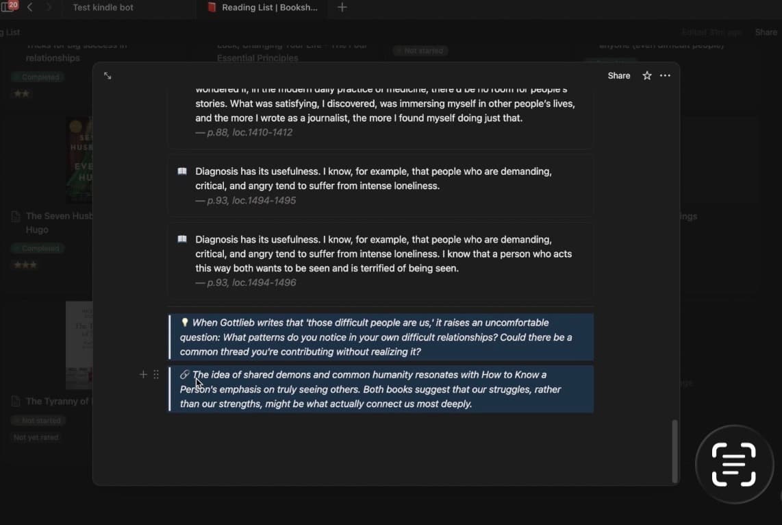 Kindle → Notion bot screenshot 3
