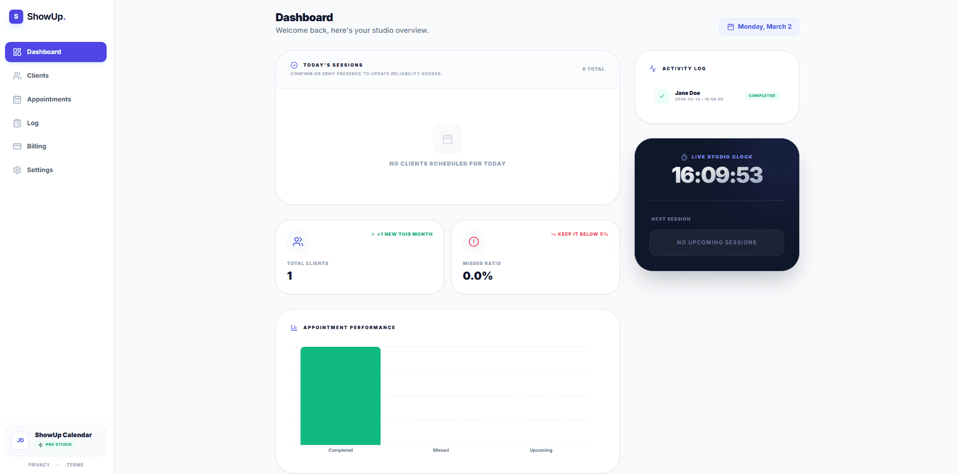 ShowUp Calendar screenshot 1