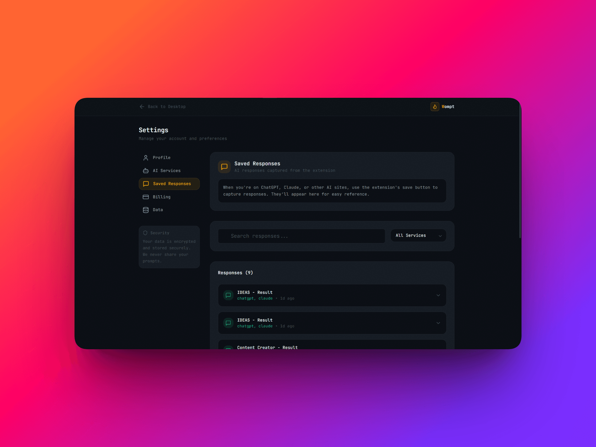 Wompt - AI Prompt Automation screenshot 5