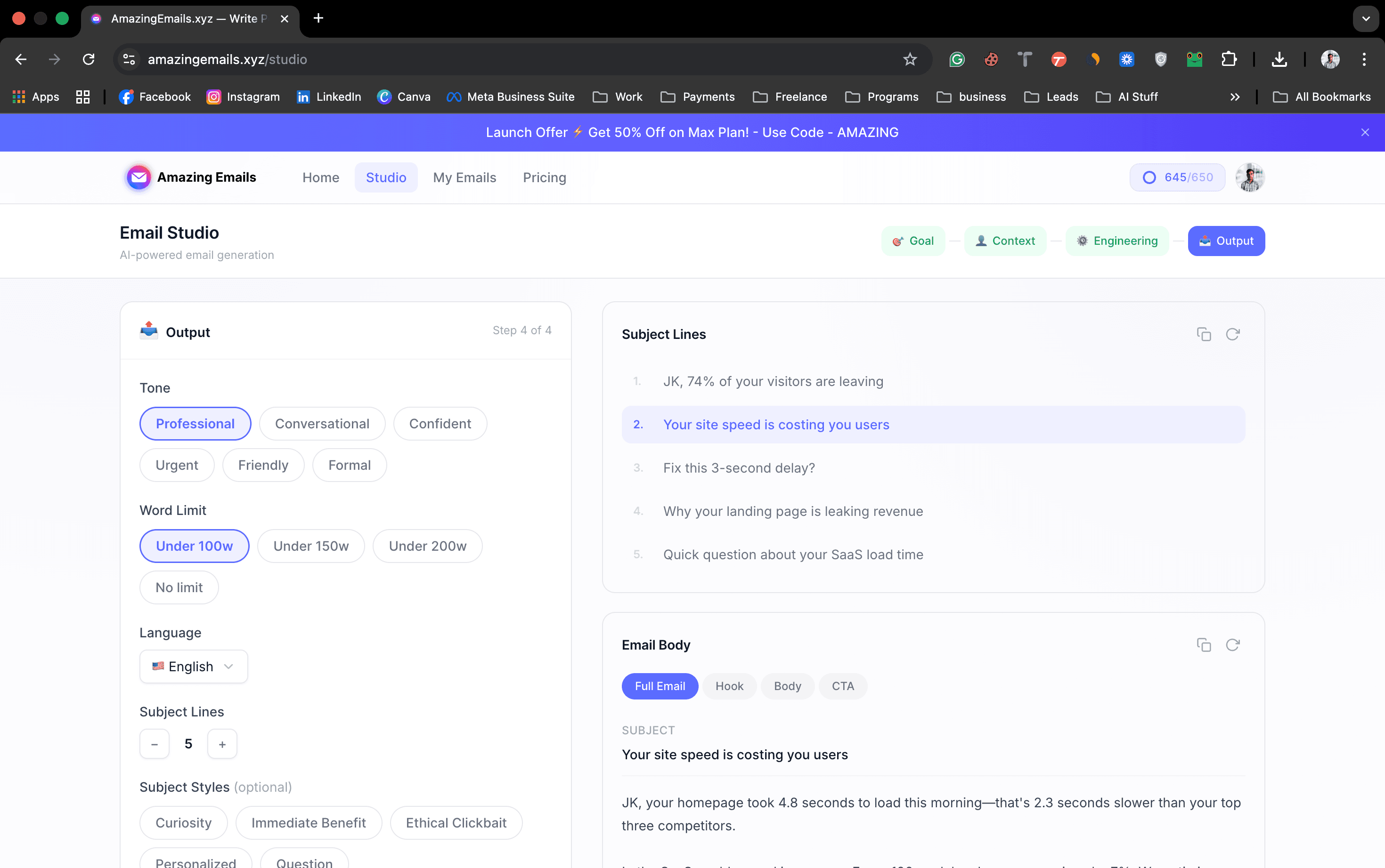 Amazing Emails screenshot 1