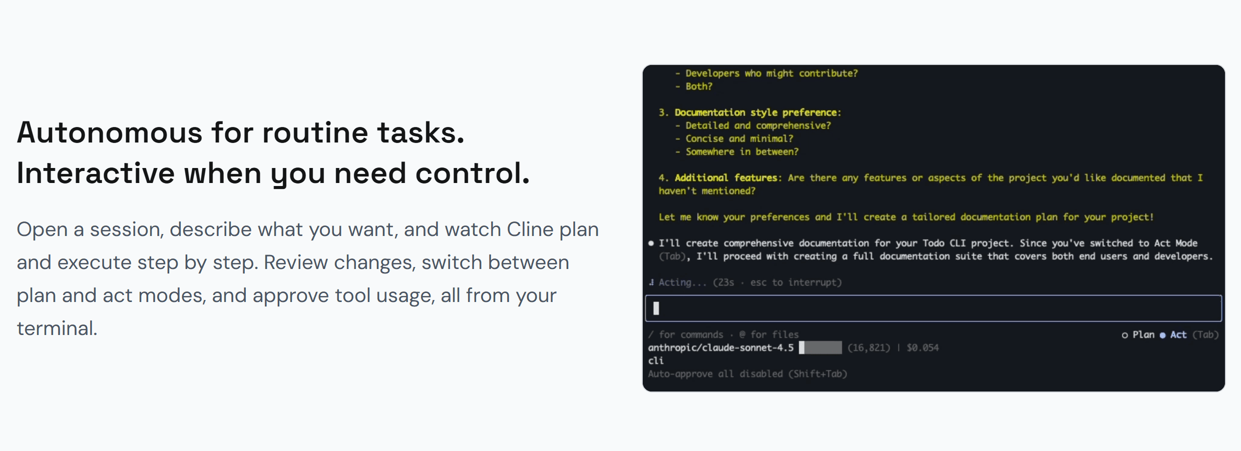 Cline CLI 2.0 screenshot 3