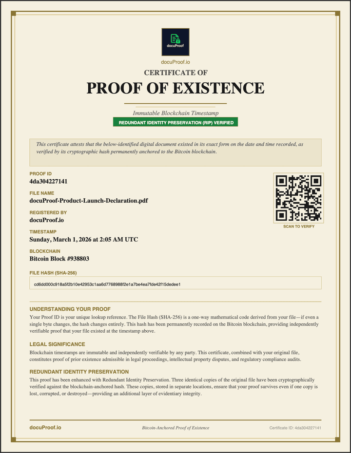 docuProof — Blockchain-Anchored Proof screenshot 3