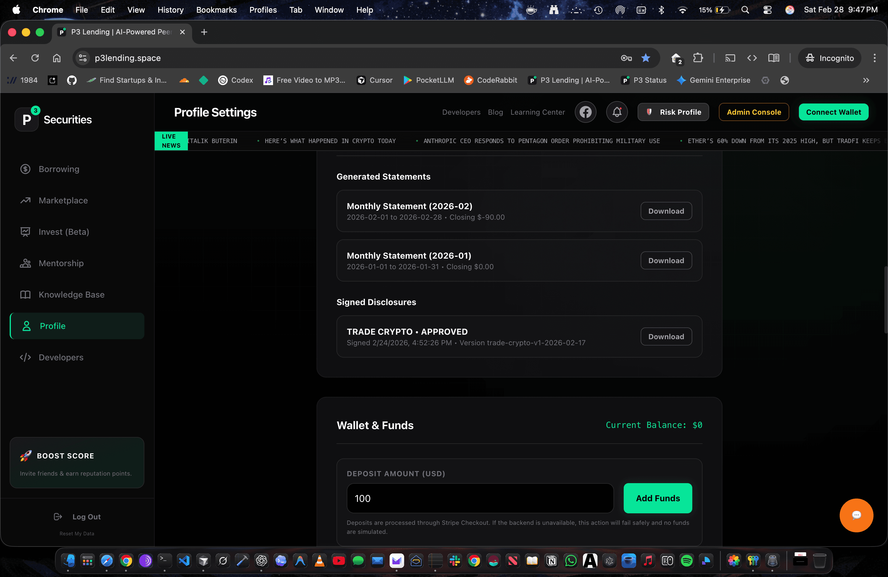 P3 Developer Dashboard screenshot 10