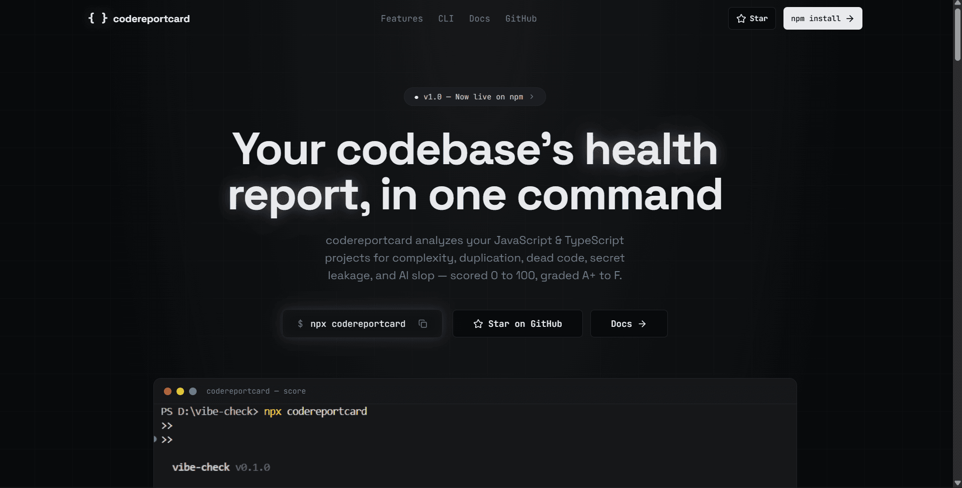 Codereportcard screenshot 1