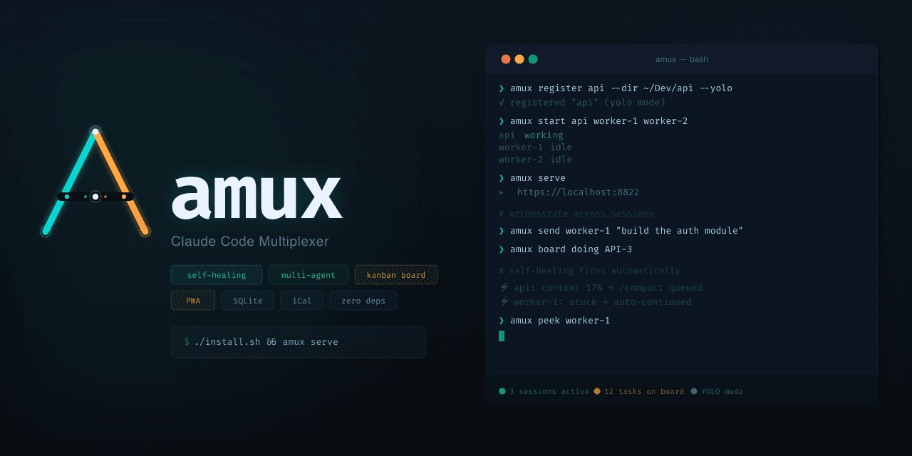 amux — Agent Multiplexer screenshot 1