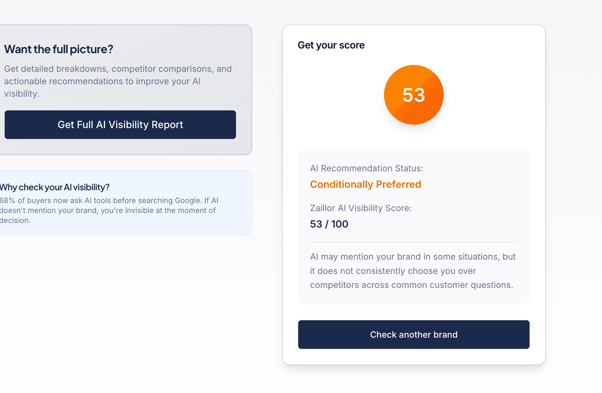 Zaillor AI Visibility Score & Report screenshot 2