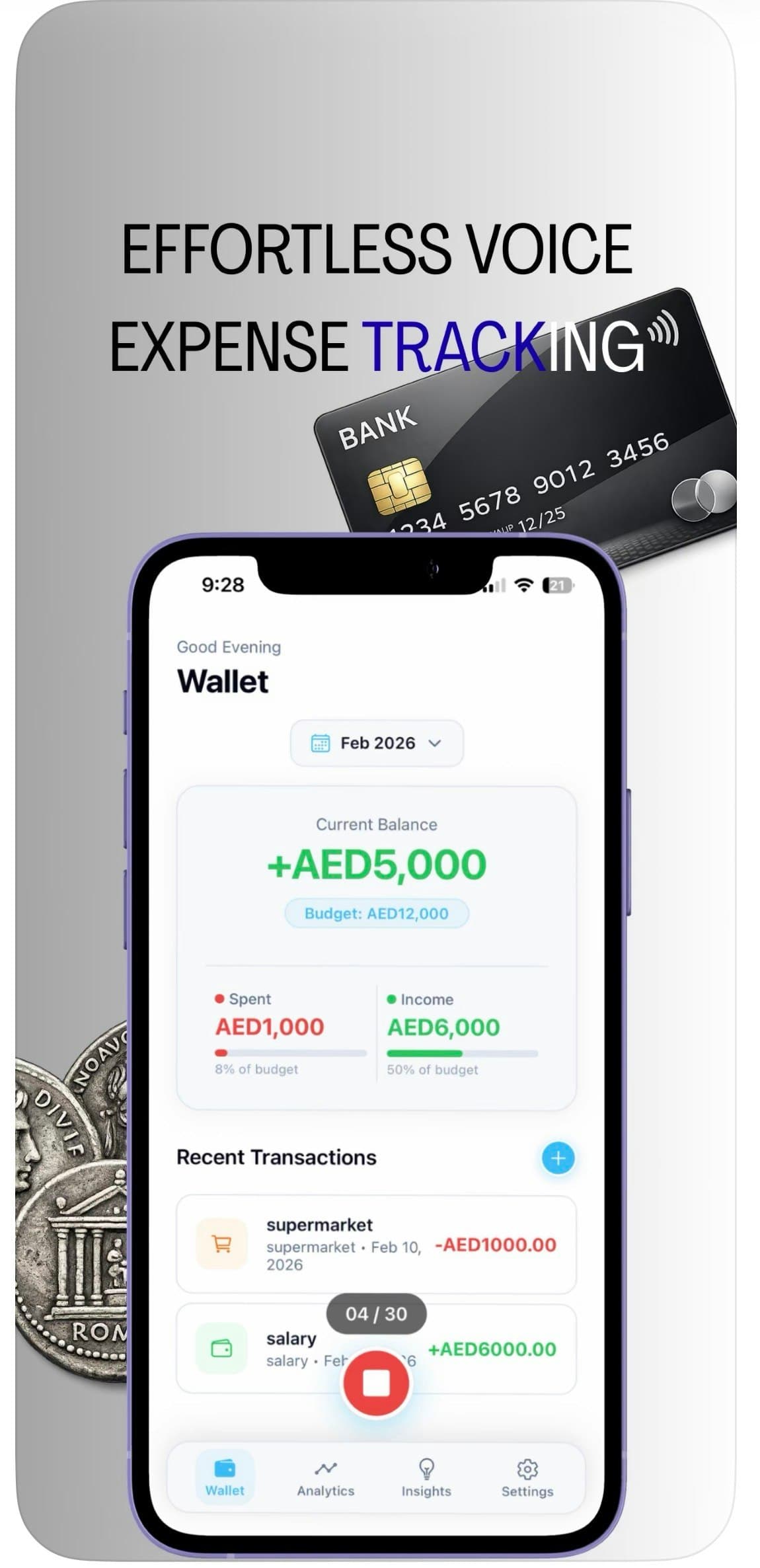 MoneyNotes — AI Voice Expense Tracker screenshot 1