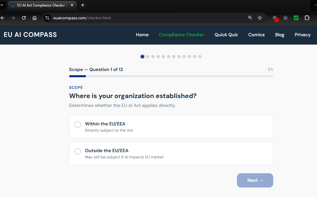 EU AI Compass screenshot 2