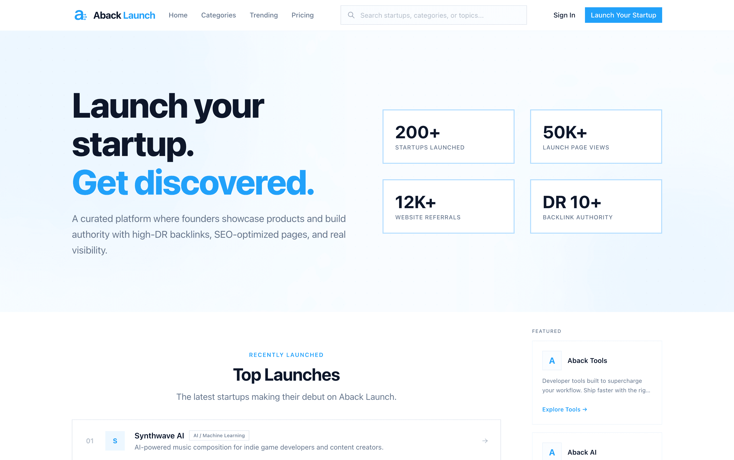 Aback Launch screenshot 1