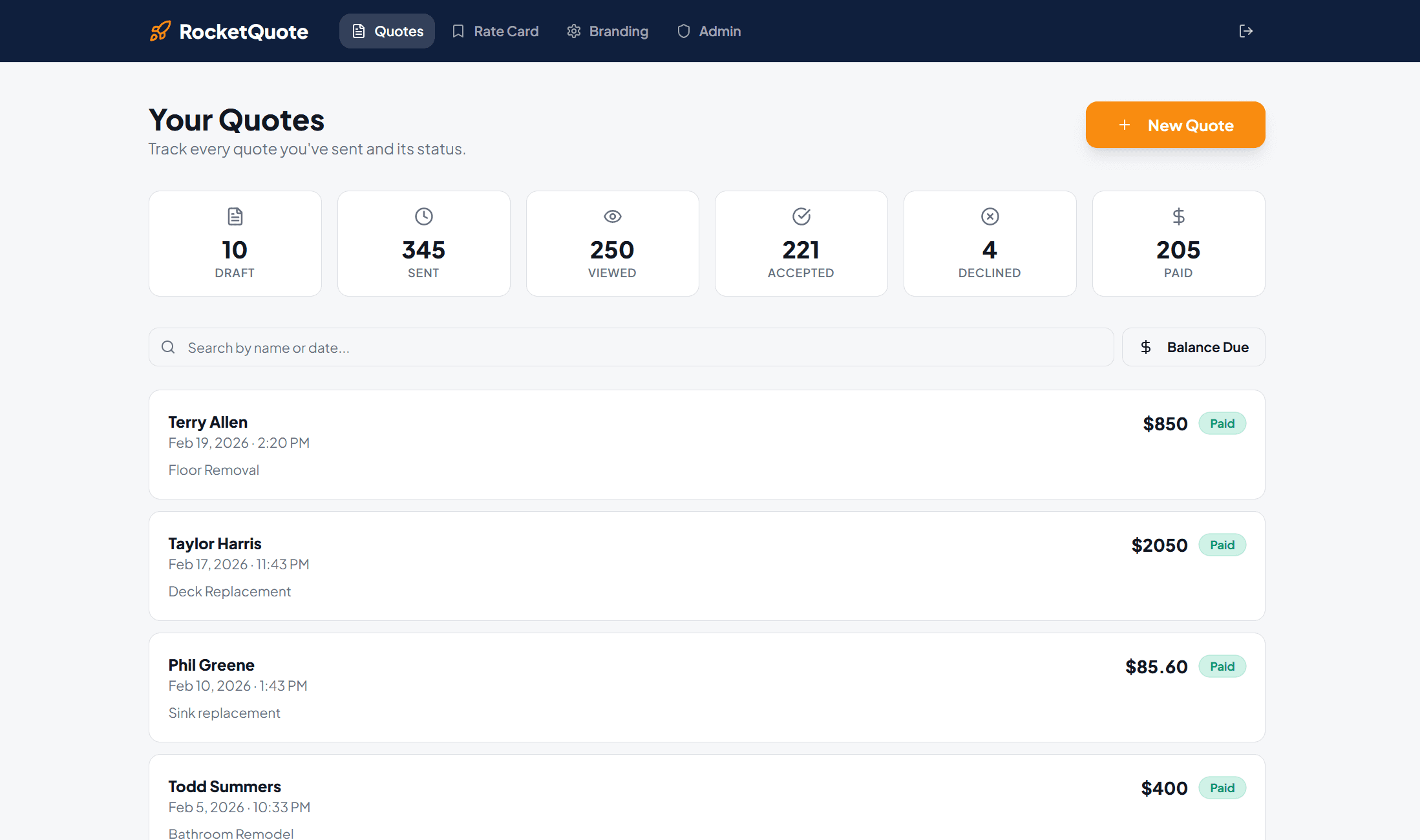 RocketQuote screenshot 3