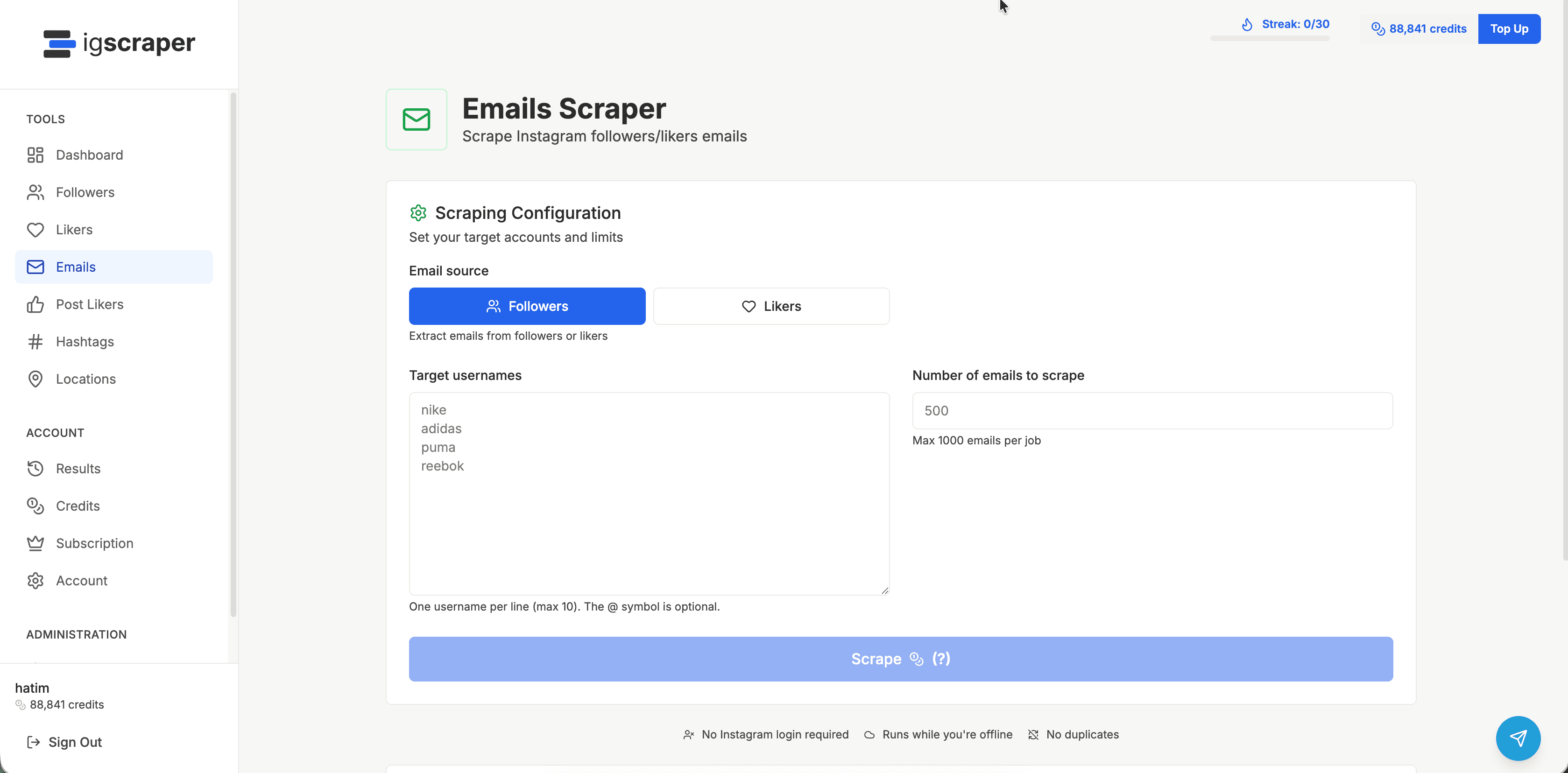 igscraper screenshot 2