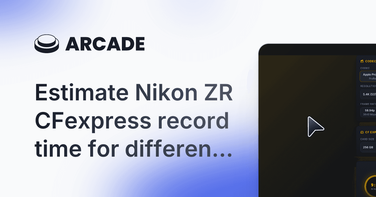 ZRCalc: NikonZR Cinema Card Calculator screenshot 1